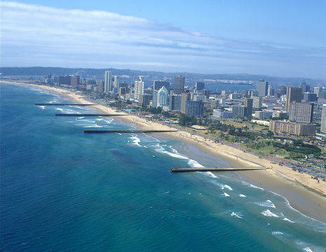 De kustlijn van Durban, Zuid-Afrika