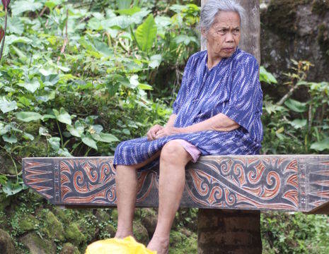 Indonesie-Sulawesi-vrouw-paarsejurk