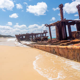 Een scheepswrak op Fraser Island