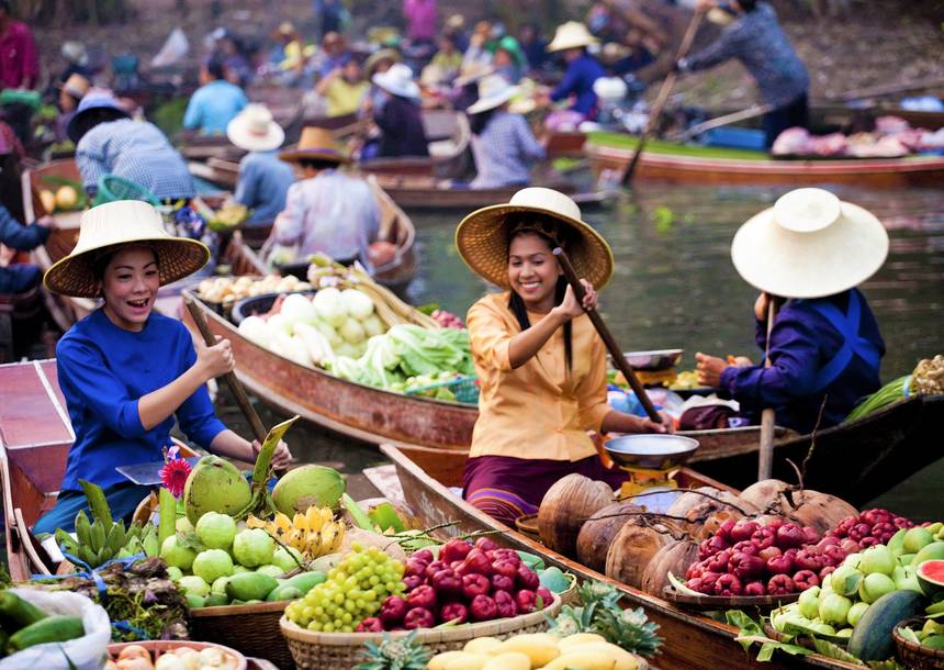 Video drijvende markt Thailand