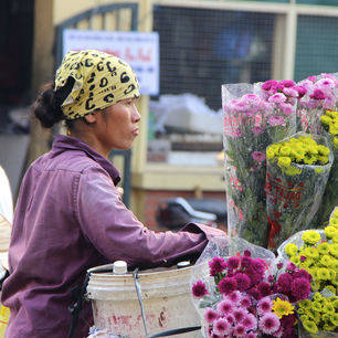 Vietnam-Hanoi-straatverkoopster
