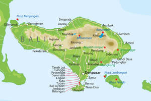 De kaart van Bali