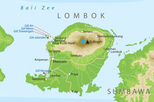 De kaart van Lombok