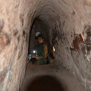 De Cu Chi tunnels nabij Ho Chi Minh City