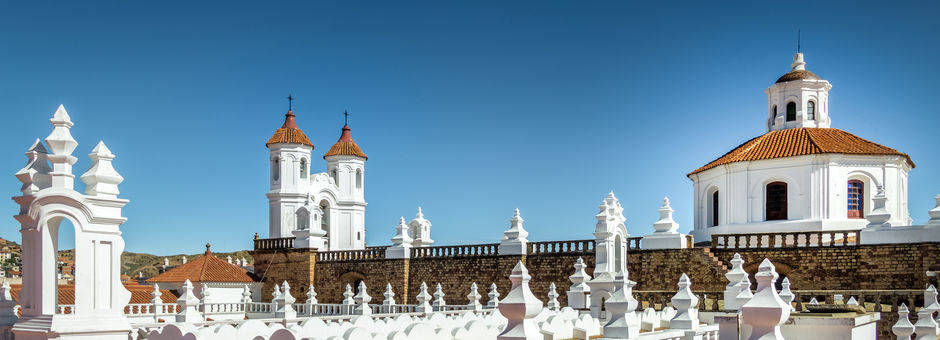 Koloniale witte gebouwen in Sucre - Bolivia
